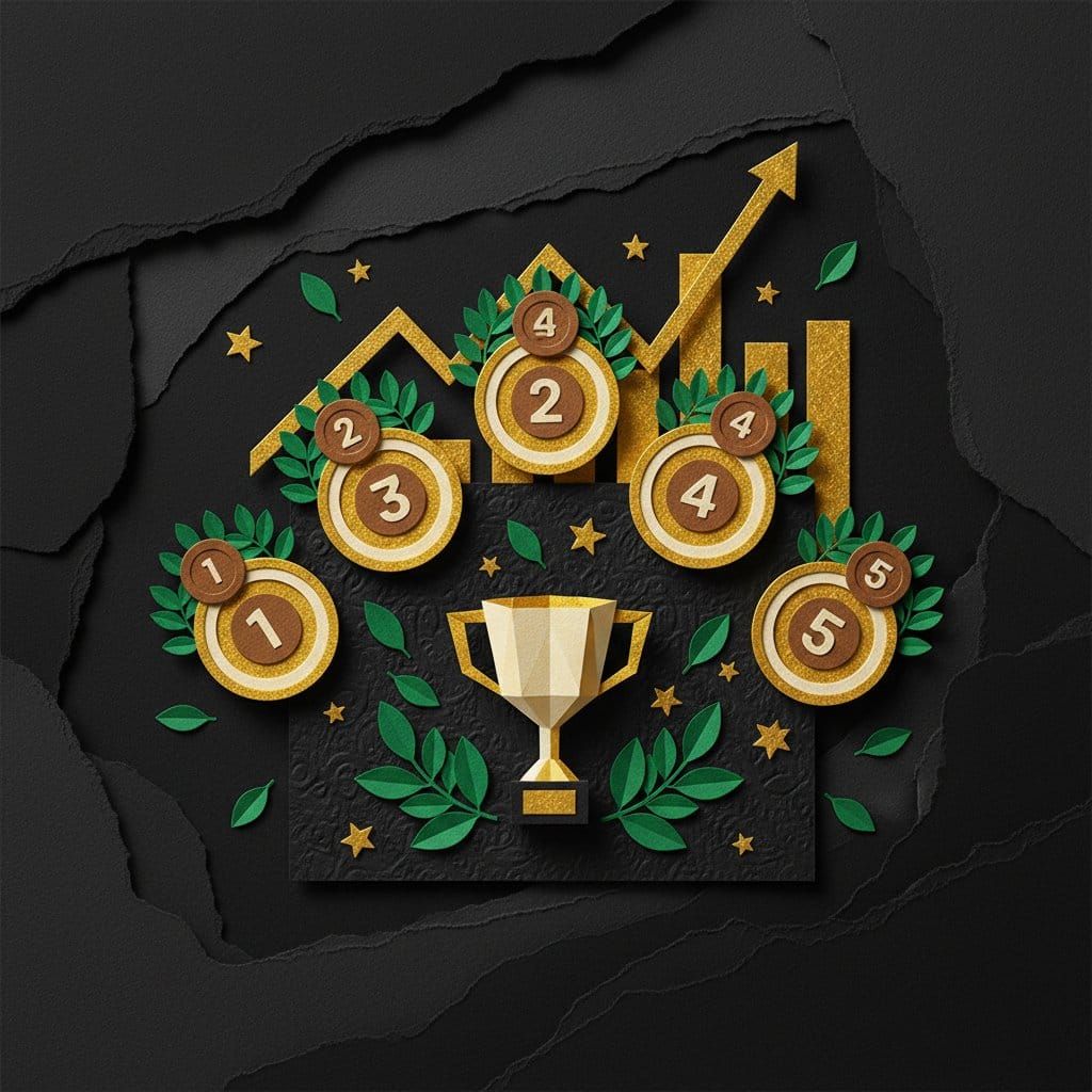 Top 5 altcoins to buy April 2026 ETH SOL XRP HYPE TAO gold premium paper-cut collage illustration