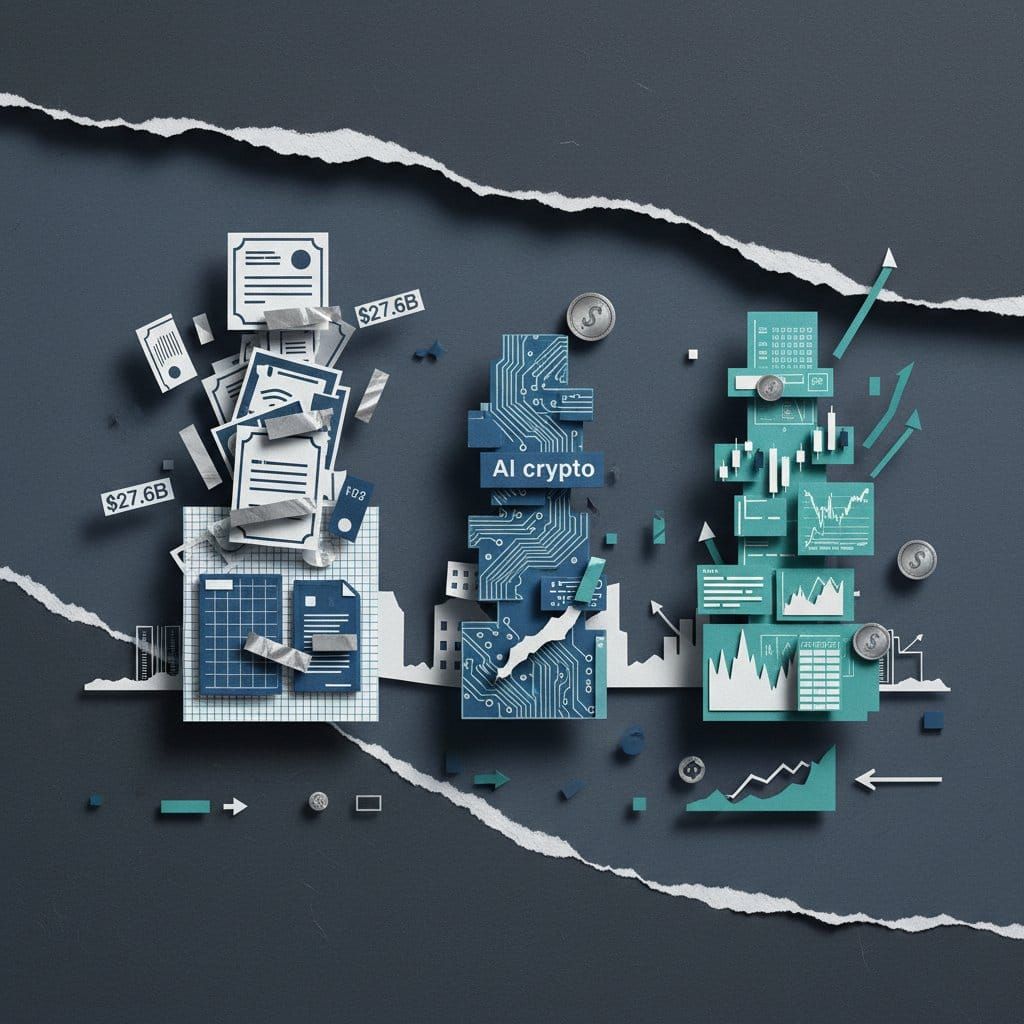 2026 crypto mega narratives RWA AI decentralized derivatives sector deep analysis paper cut collage illustration