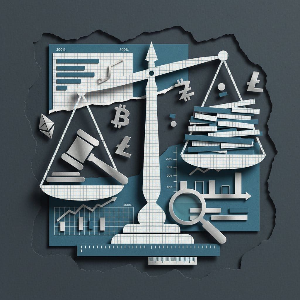 Global crypto regulation reset 2026 GENIUS Act MiCA SEC enforcement retreat balance scale paper cut collage illustration