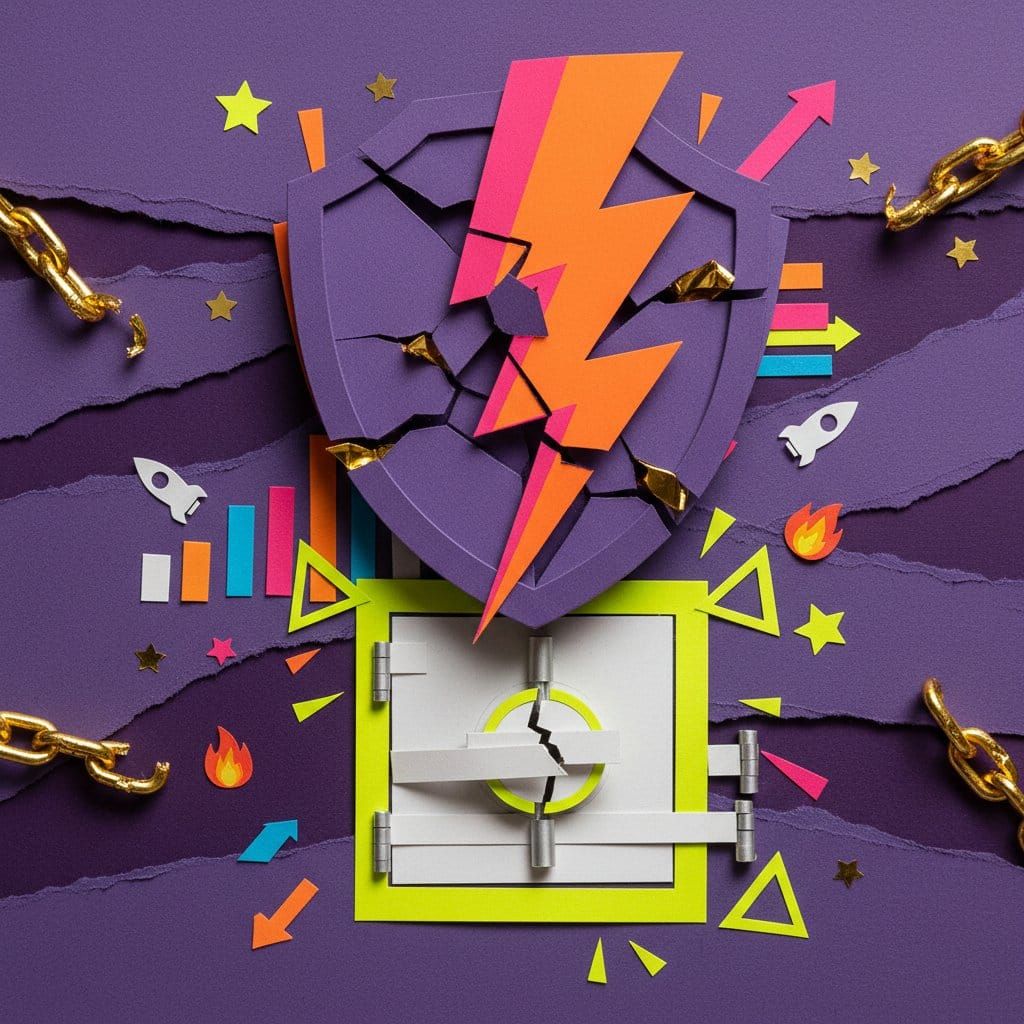 April 2026 crypto hack crisis Lazarus Group DeFi attack emergency paper cut collage illustration