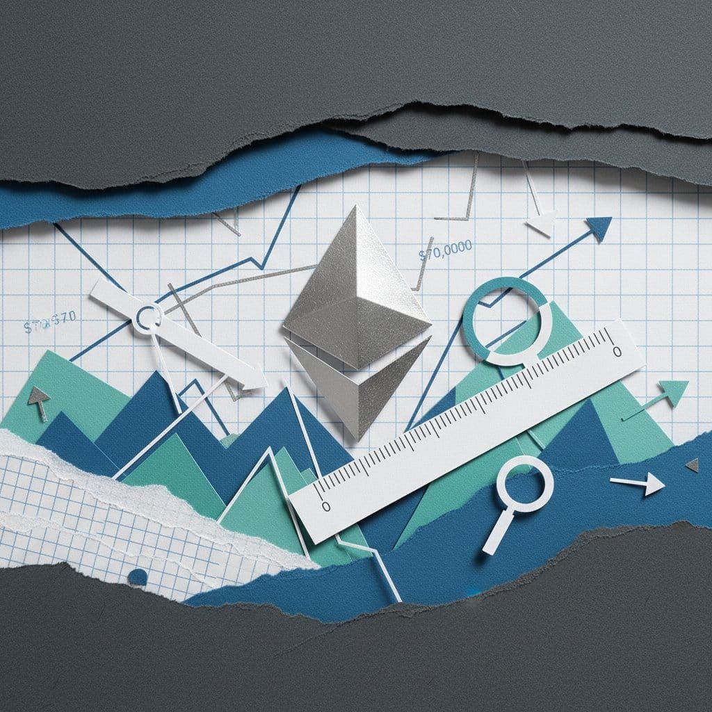 Ethereum ETH weekly RSI 30 cycle bottom technical analysis April 2026 paper cut collage illustration