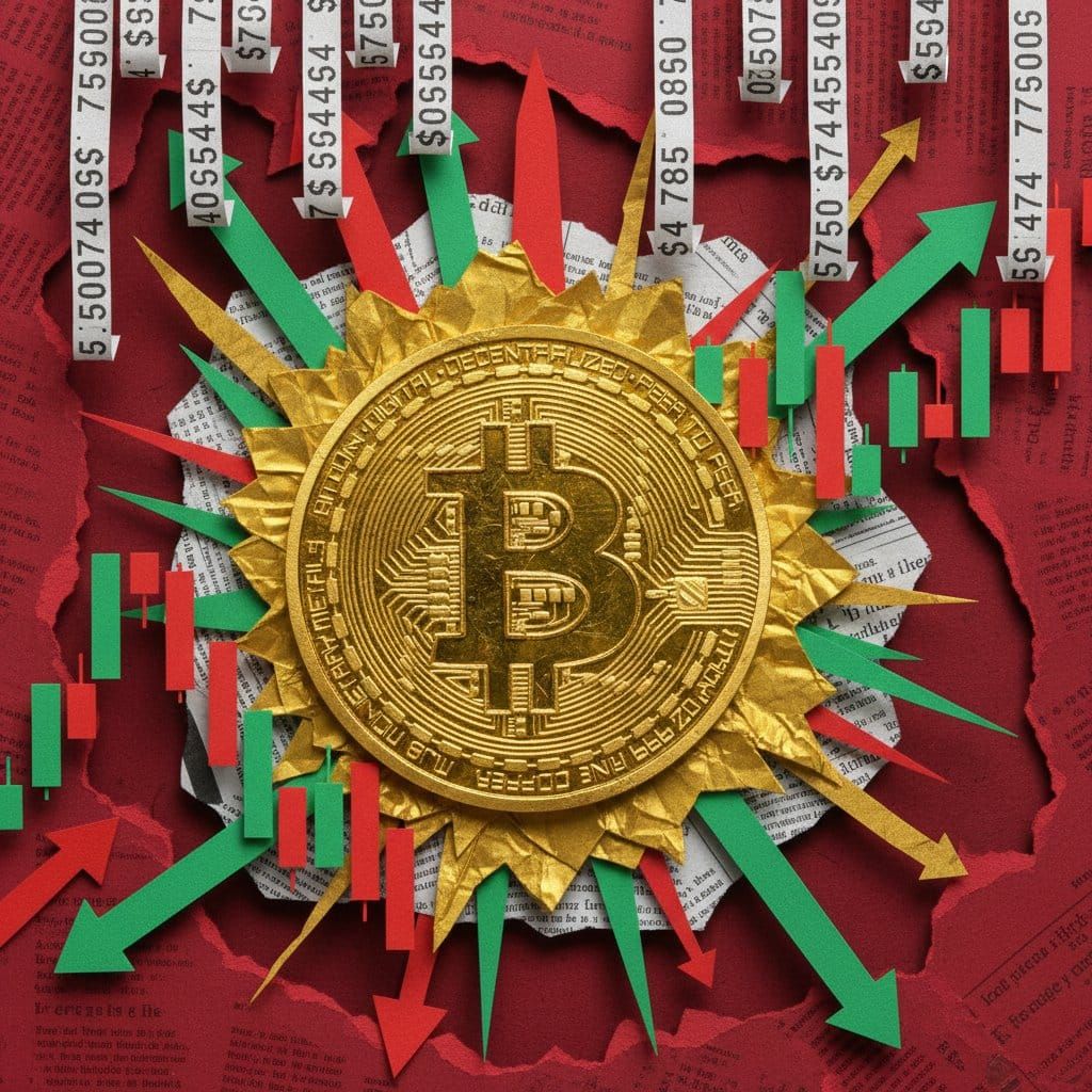 Bitcoin price USD May 2026 support resistance levels market data paper cut collage illustration