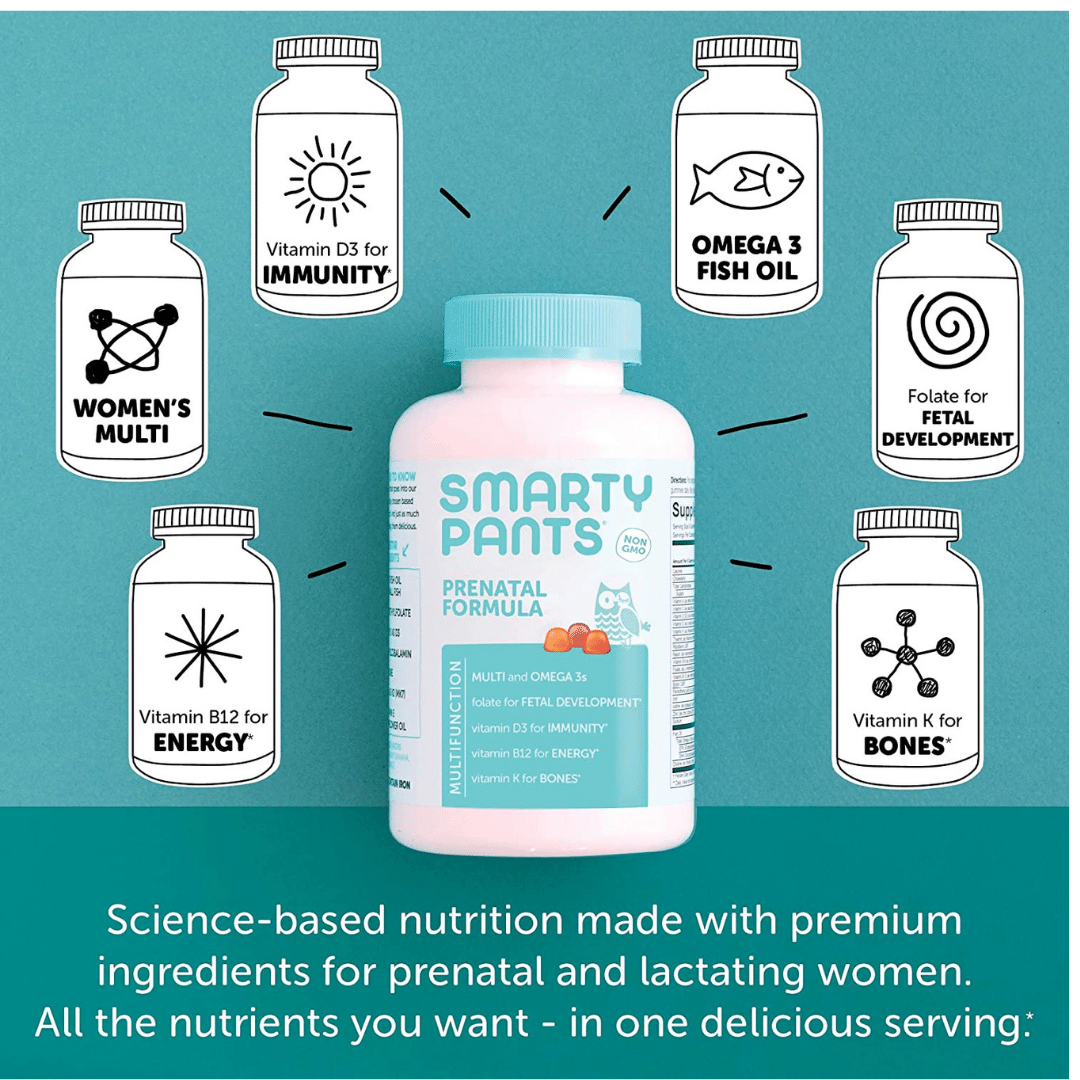 Smarty Pants Prenatal Vitamins Gummy, premium ingredients information