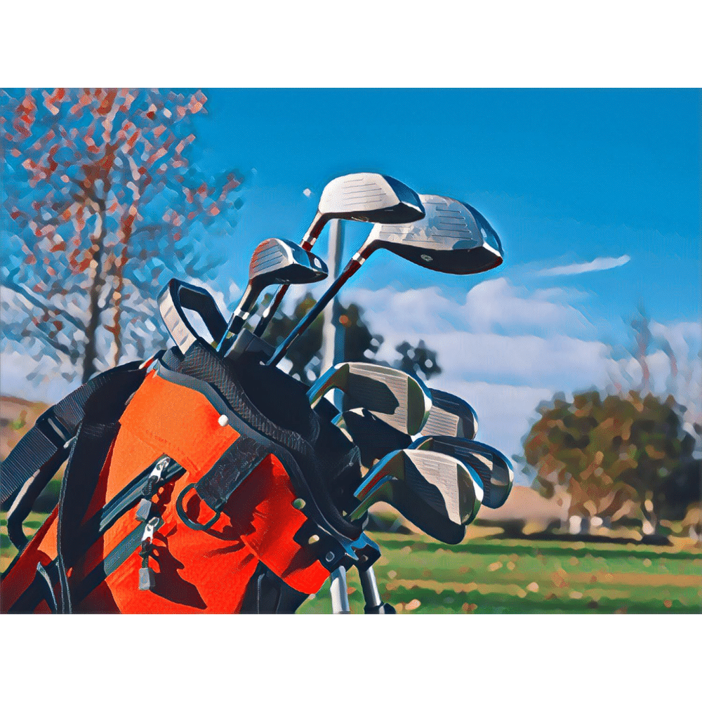 Picture with focus on golf bag with clubs -- searching for the Best Golf Travel Bag 