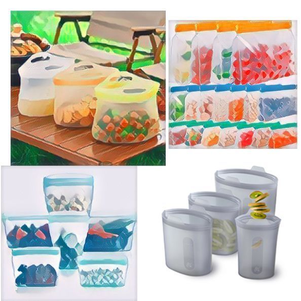 Reusable silicone food storage bags