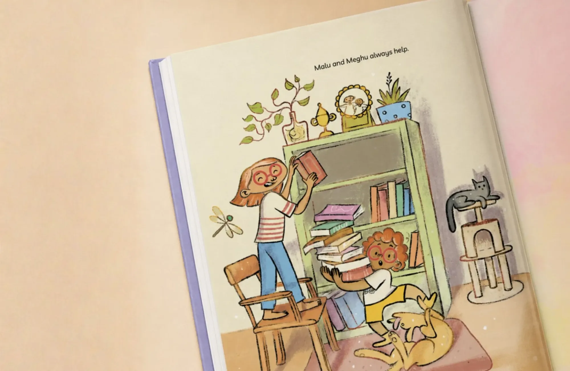 Two kids exploring a customized adventure book