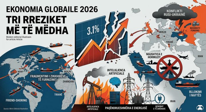 Ekonomia Globale në 2026: Tri rreziqet e mëdha që kërcënojnë rritjen (Dhe si ndikon kriza e re në Iran)