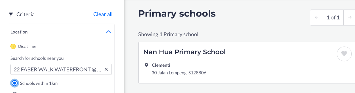 1km to Nan Hua Primary School