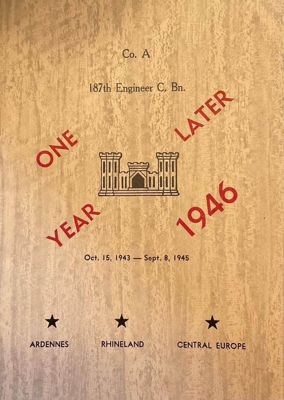 187th Engineer Combat Battalion 1946 Company A Pamphlet