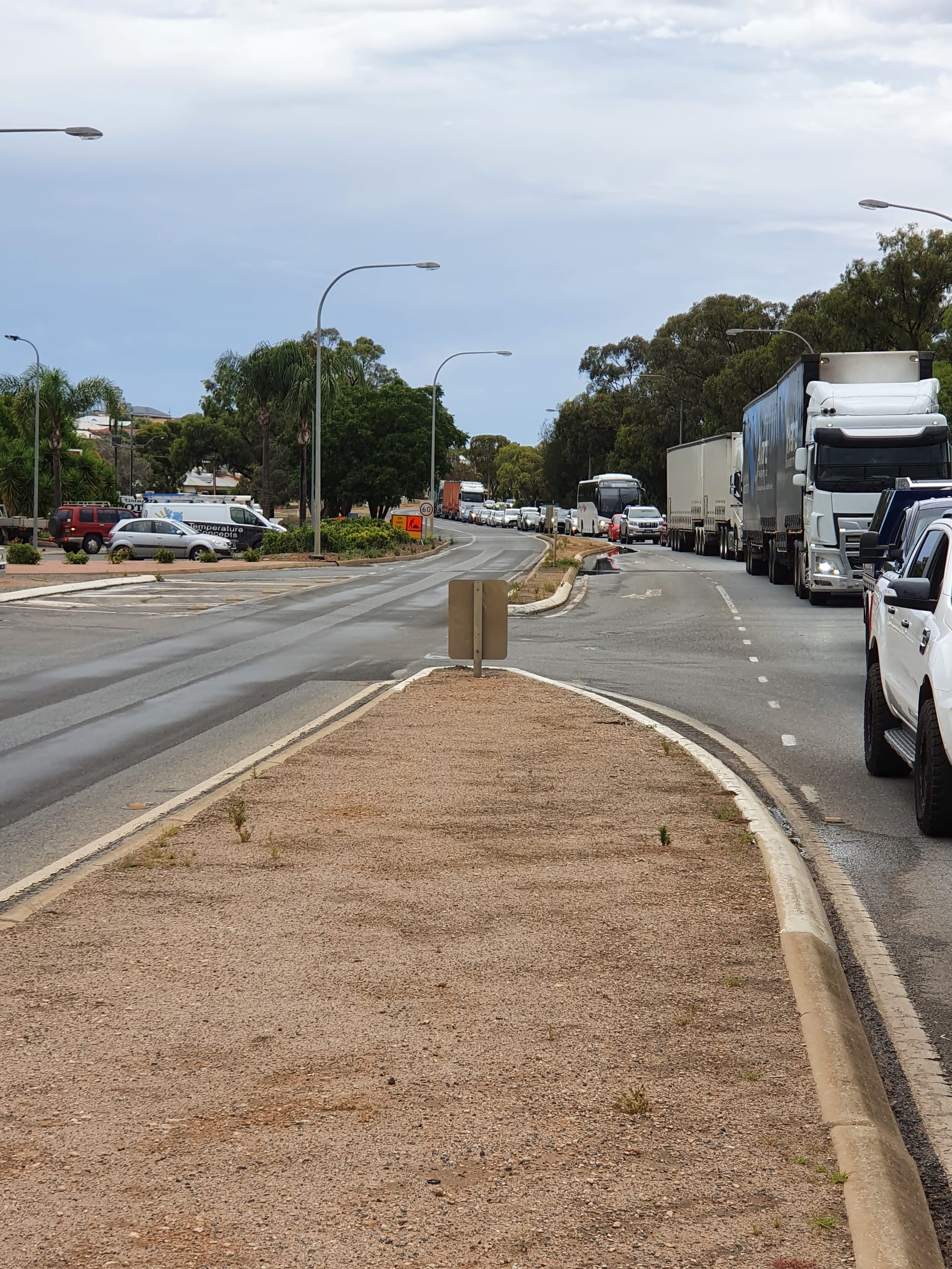 The long line-up of motorists.