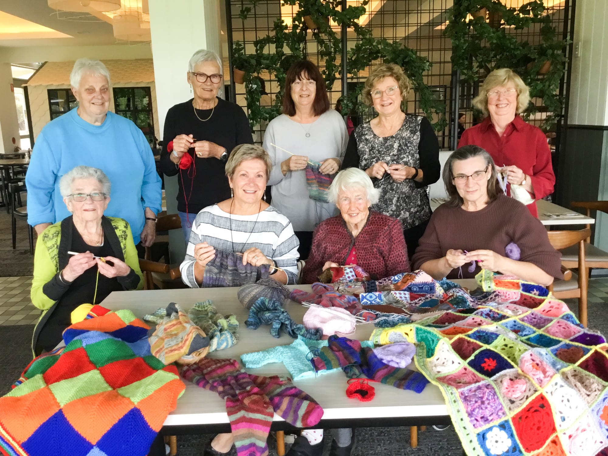 U3A members unwind with knitting, crocheting