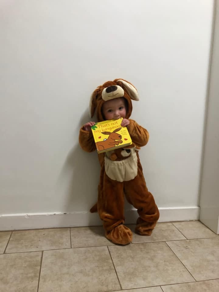 Tammy Greer Day Care in Monash's Olah van der Merwe, 15 months, as the kangaroo from That's Not My Kangaroo.