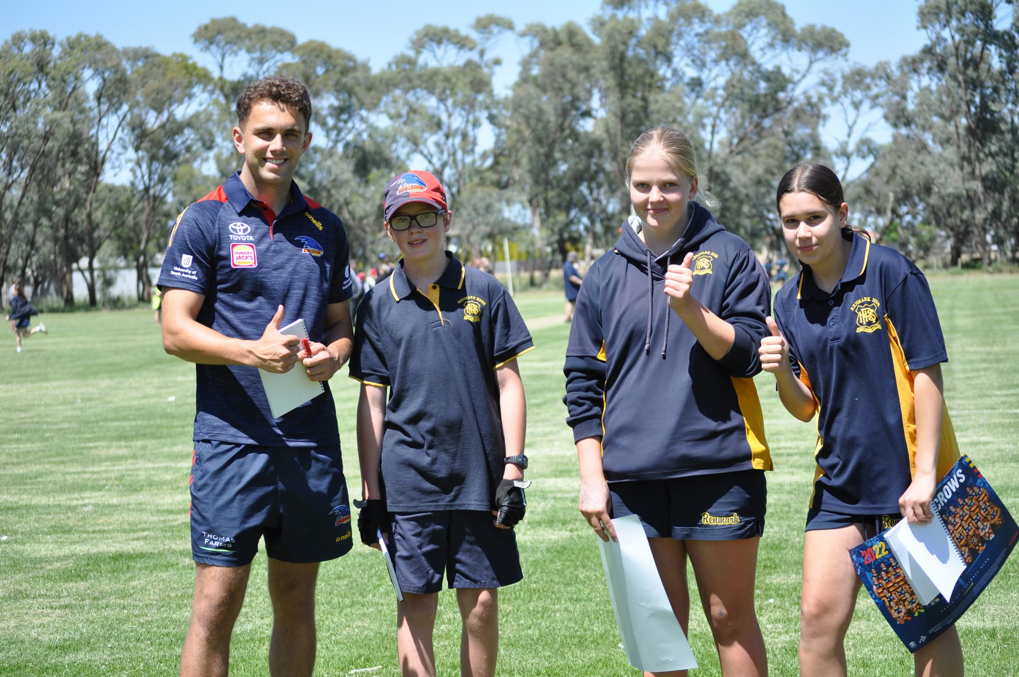 Students, minister, Crows having a ball