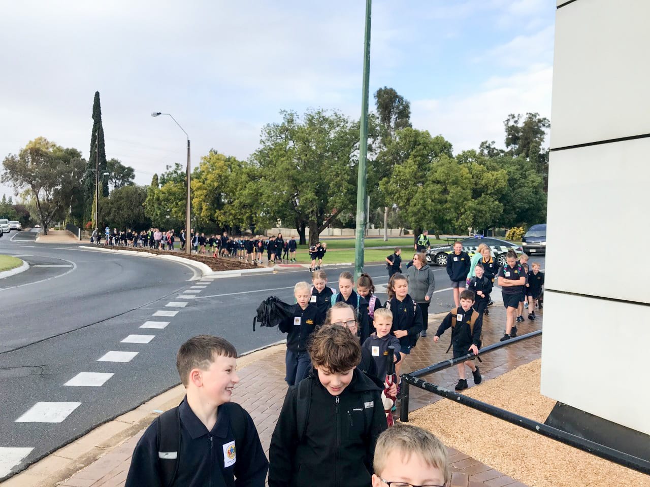 Local kids in school walk