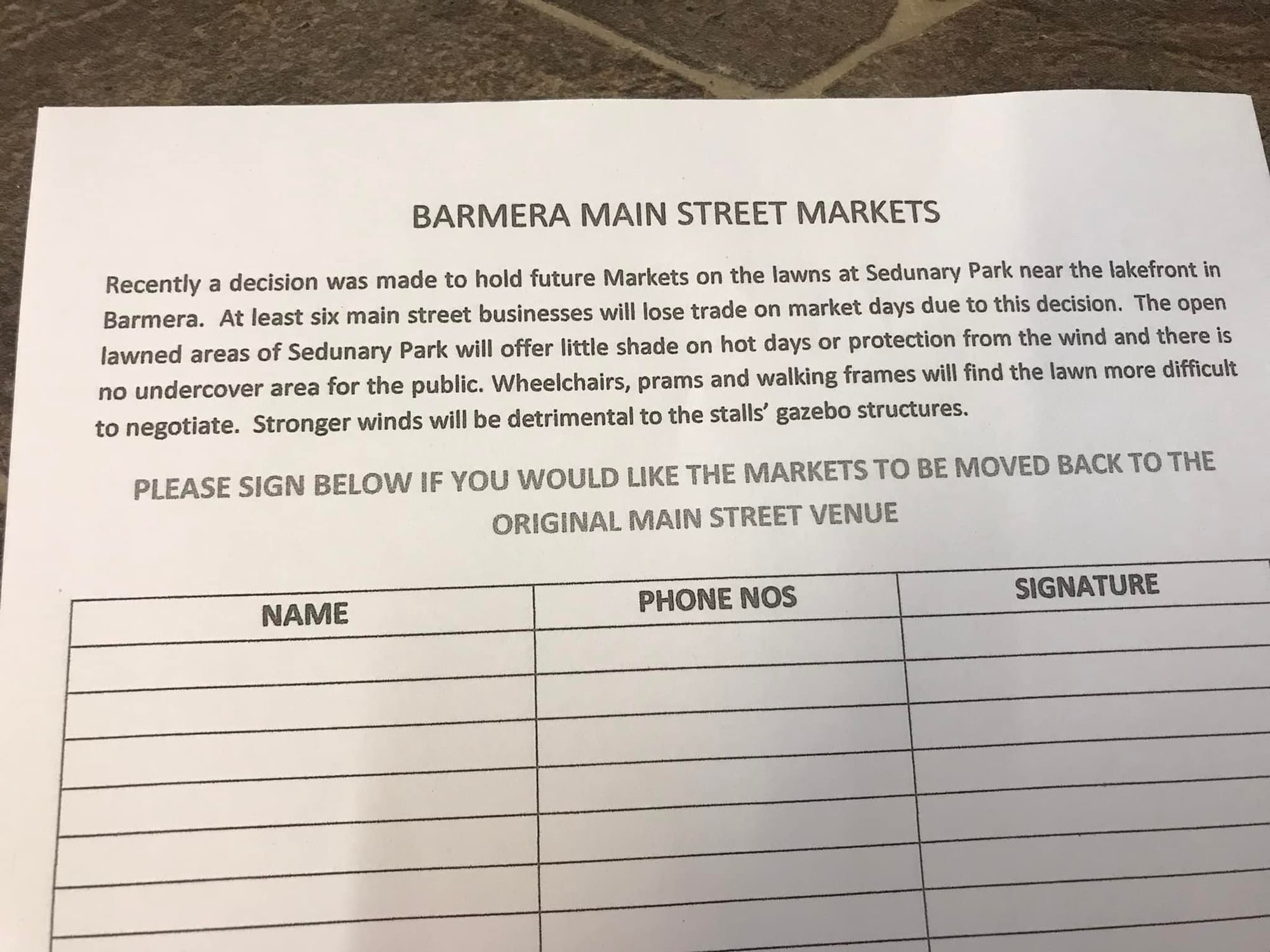 Businesses say don’t move the markets