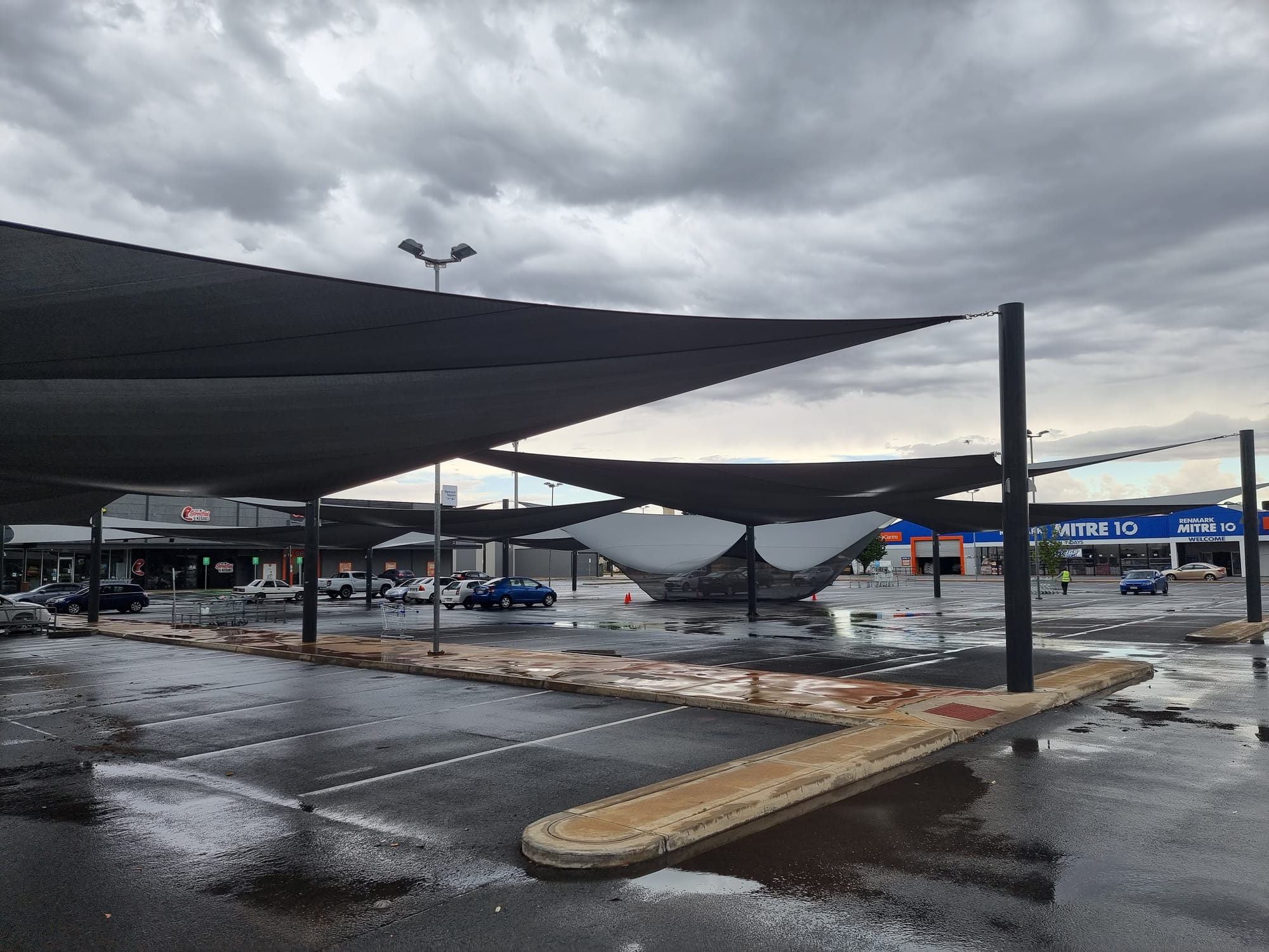 The storm brought down a shade sail at the Renmark Square shopping centre.