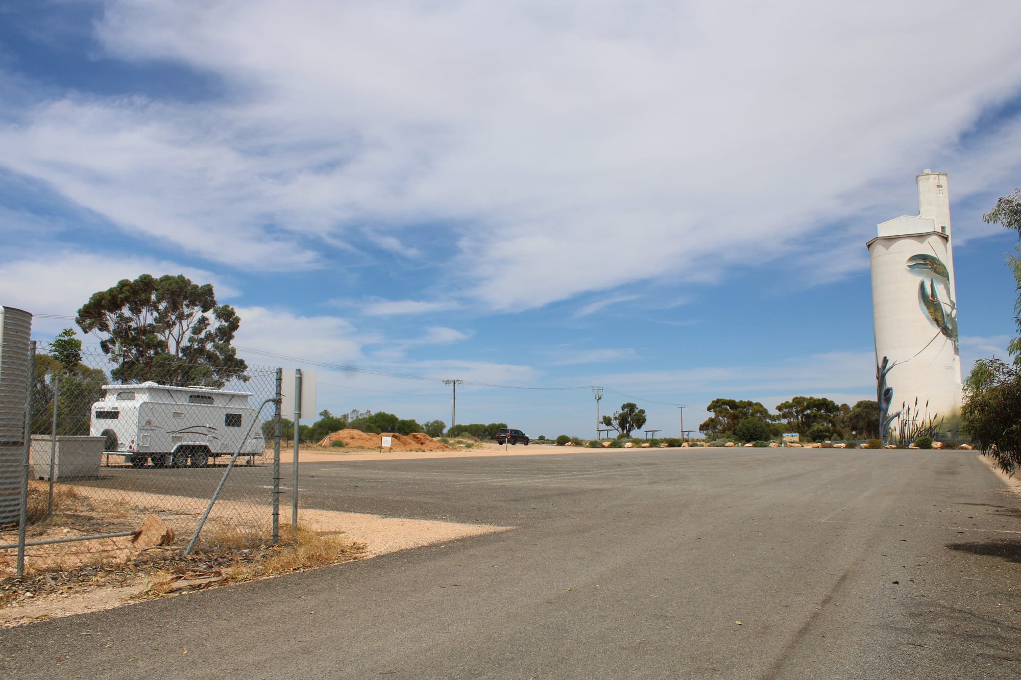 Silo art carpark a temporary RV park