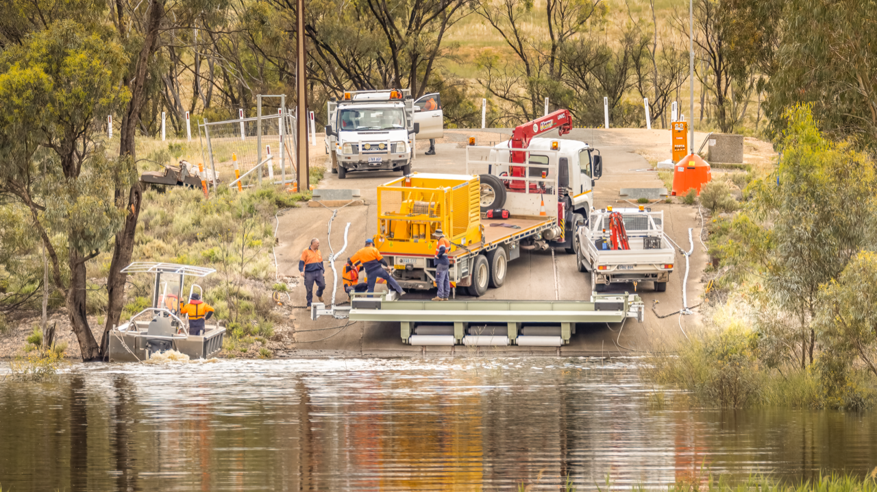 Ferry moved to higher ground