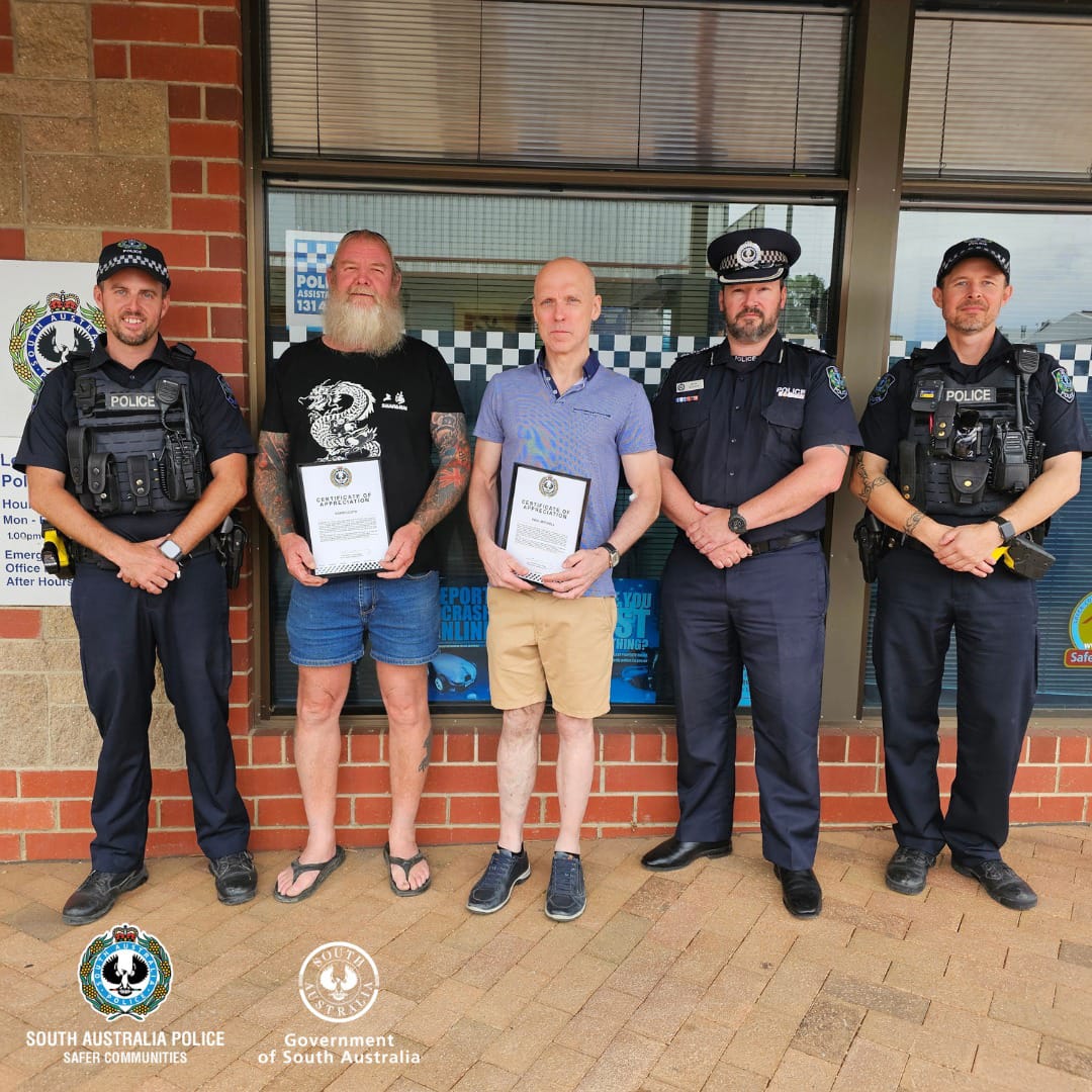 Police thank Loxton ‘lifesavers’ Paul and Craig