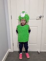 Victoria Waye, 4, as a green sheep from Where Is The Green Sheep.
