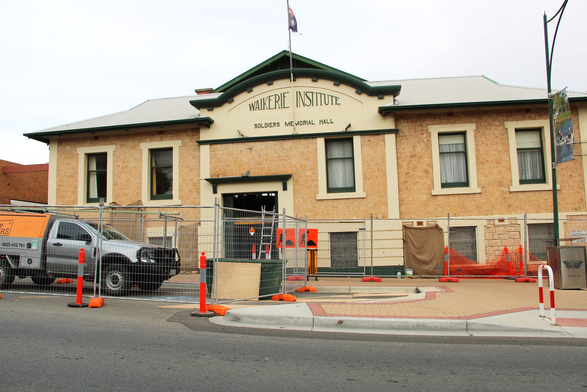 Waikerie Institute front entrance ceiling refurbishment underway
