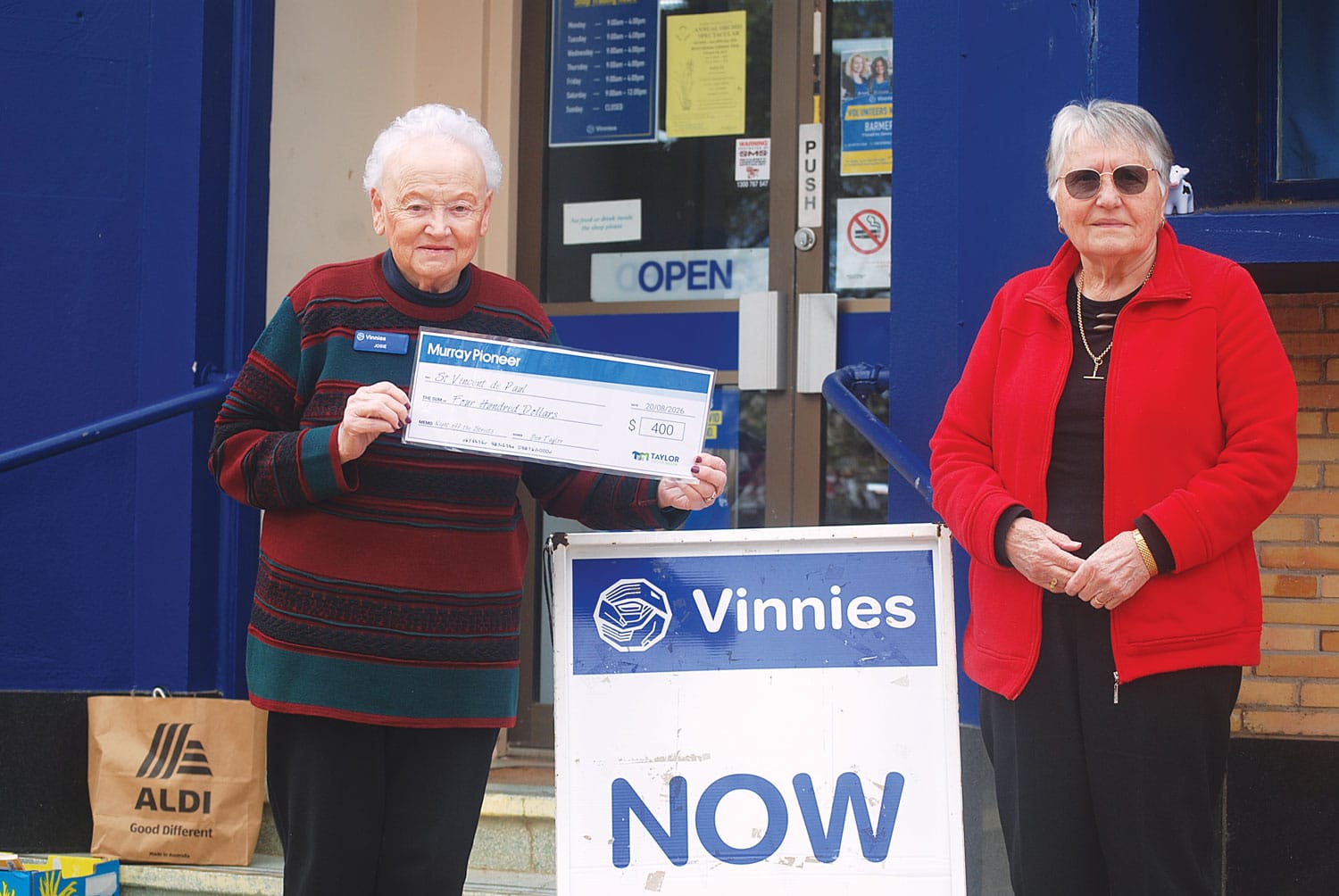 The Pioneer receives Vinnies thanks