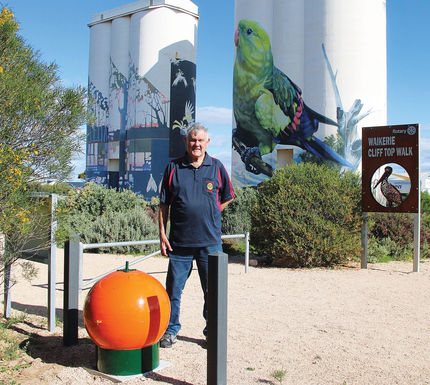 Iconic, orange-shaped bins transformed into sculptures
