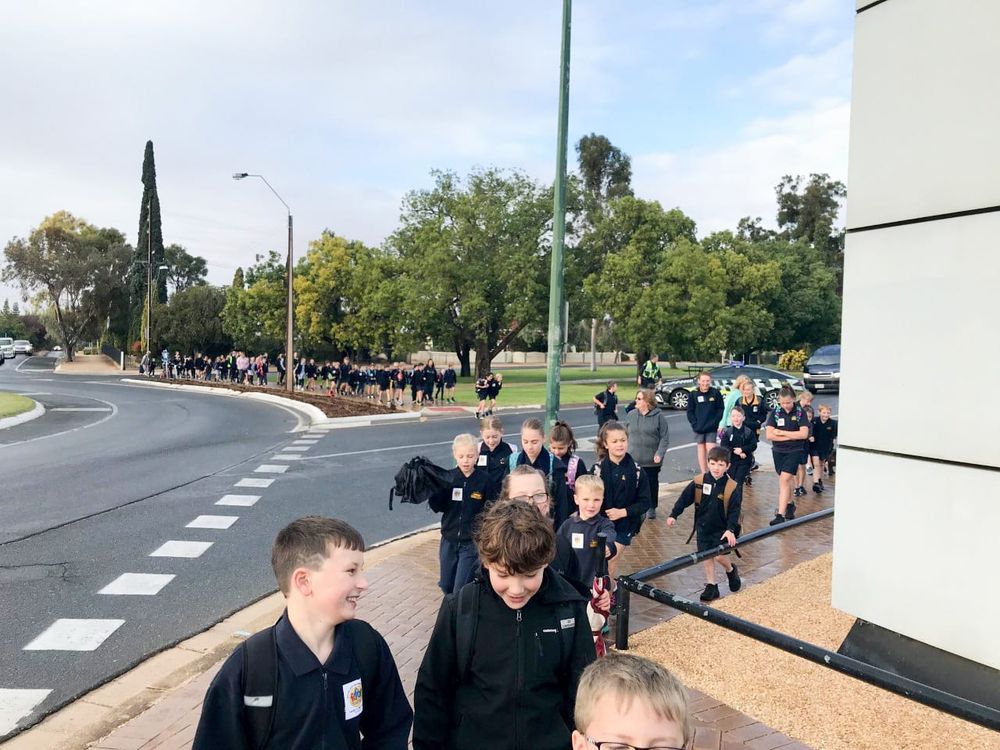 Local kids in school walk post image