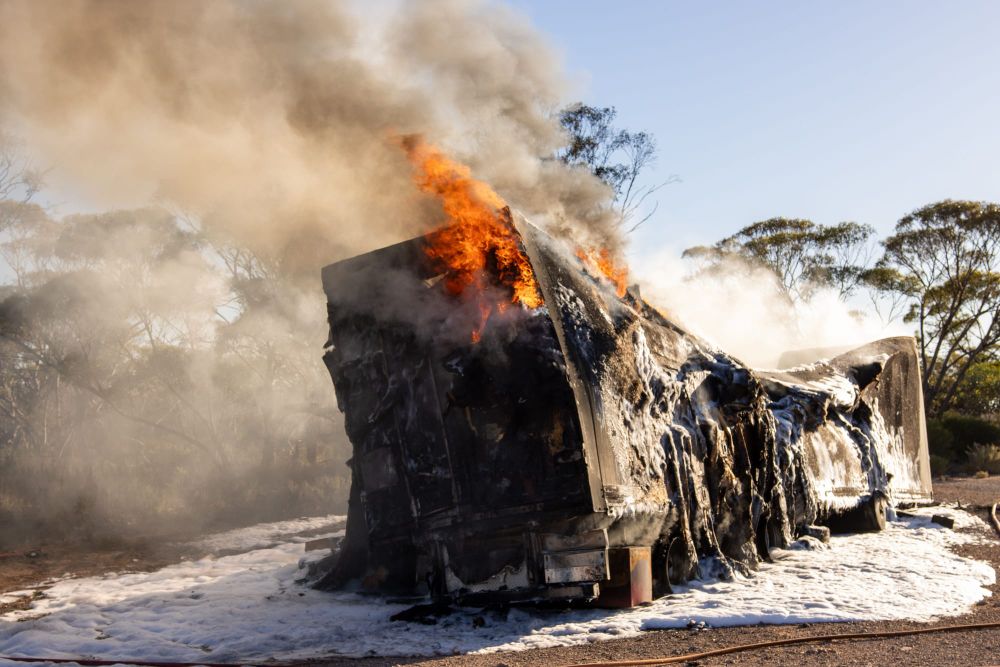 Truck fire prompts CFS call to slow down... Emergency zone warning post image
