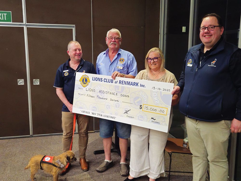 Renmark Lions provide $15k backing to help assistance dog development post image