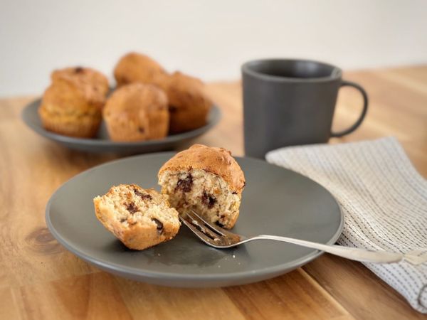 Die besten Bananen-Schoko-Muffins (aus dem Airfryer/Ofen, vegan, wenig Zucker)