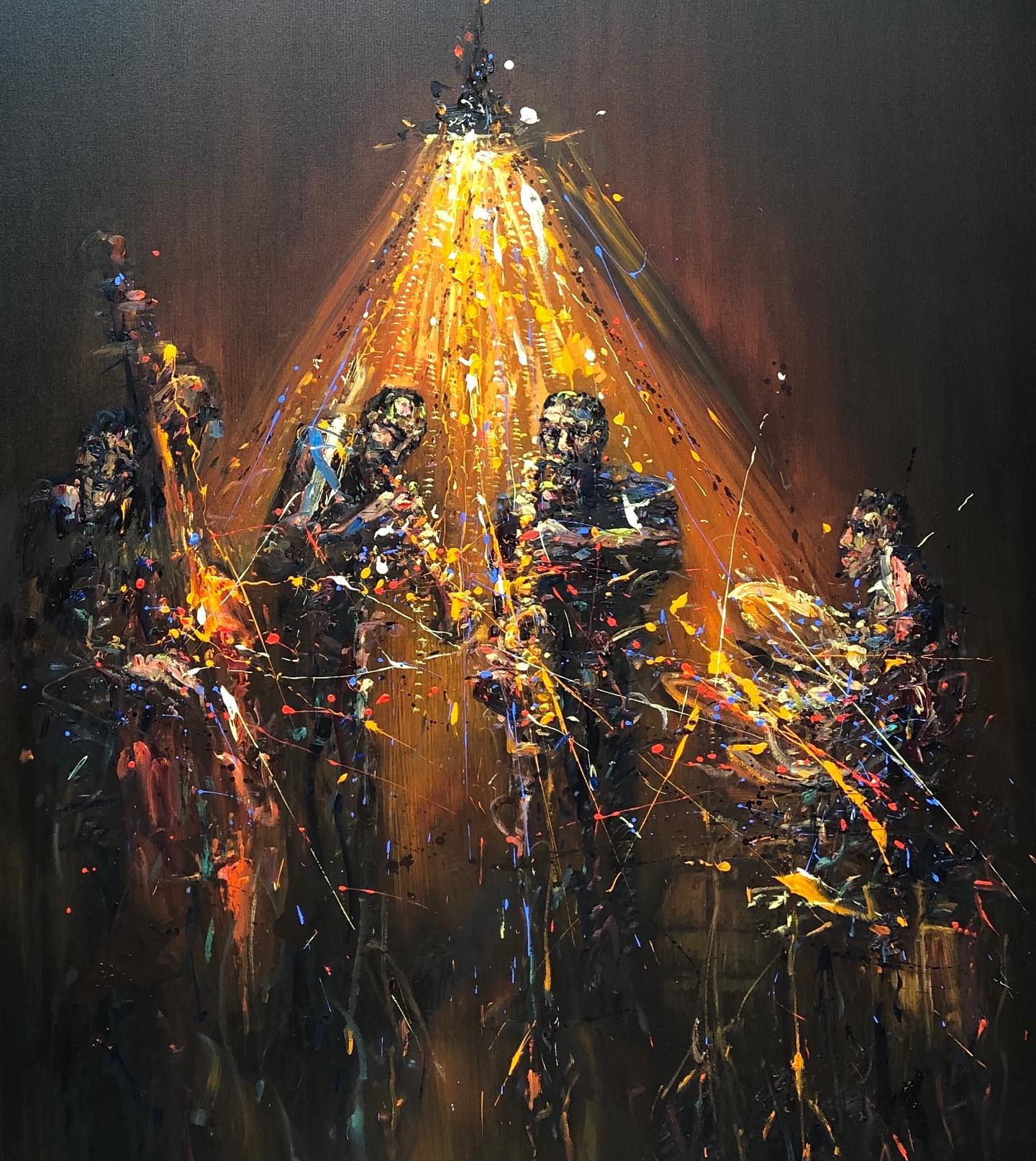 Jazzamoart. Van Gogh Lamp Quartet. [Oil on canvas]