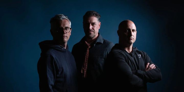 Portrait of Dave Stapleton, Deri Roberts, and Elliot Bennett