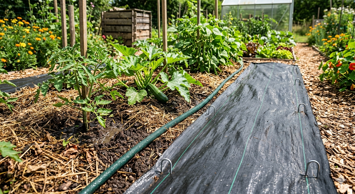 Paillage et bâches : Comment garder un sol humide sans arroser tout l'été