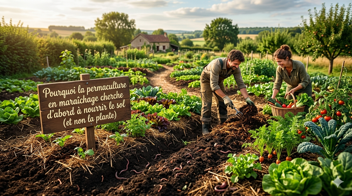 🌱 Pourquoi la permaculture en maraîchage cherche d’abord à nourrir le sol (et non la plante)