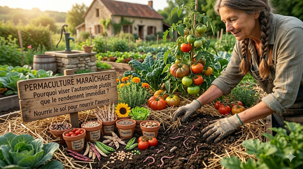 🌾 Permaculture maraîchage : pourquoi viser l’autonomie plutôt que le rendement immédiat ?