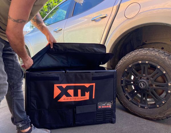 XTM 75L Dual Zone Fridge Freezer and cover