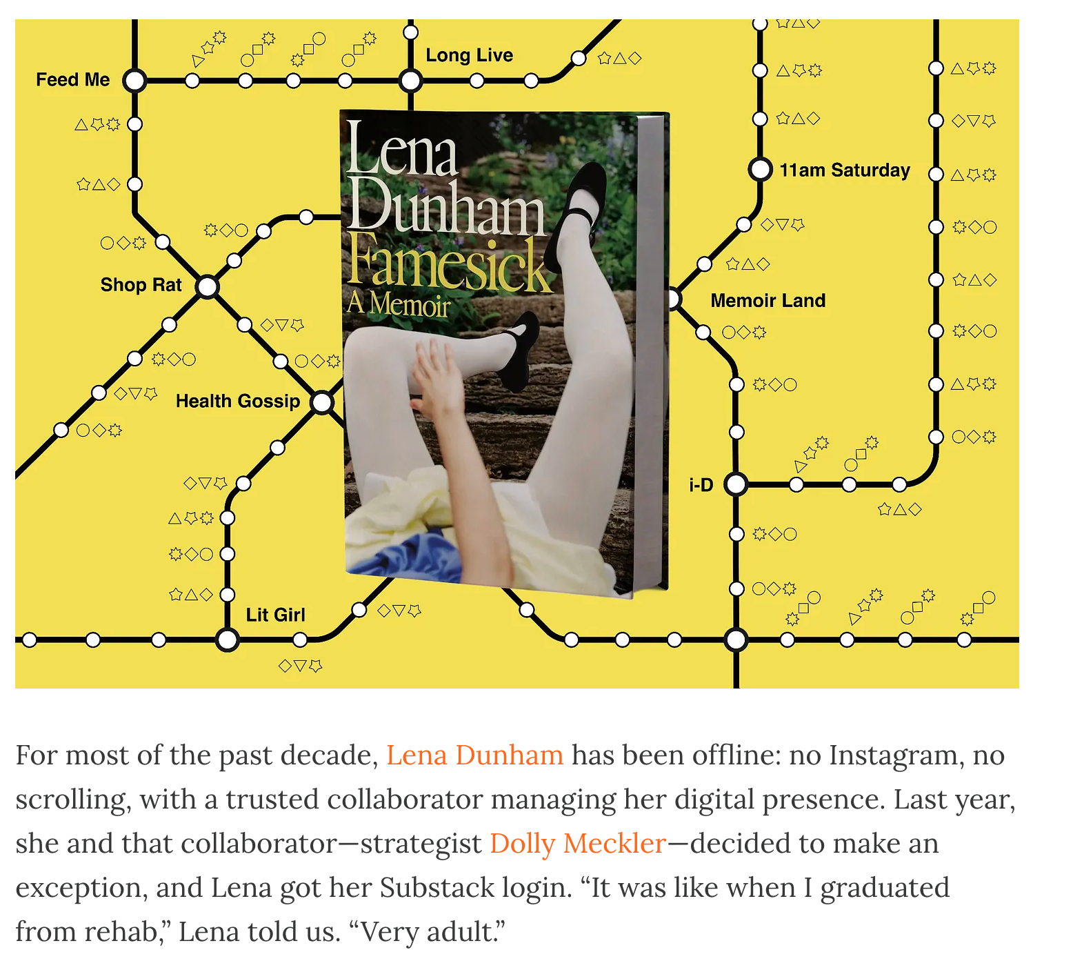 A screenshot of Lena Dunham's substack
