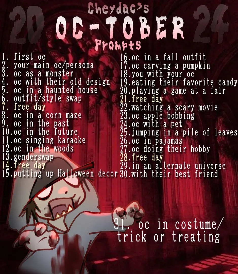 30 prompts for OC-tober