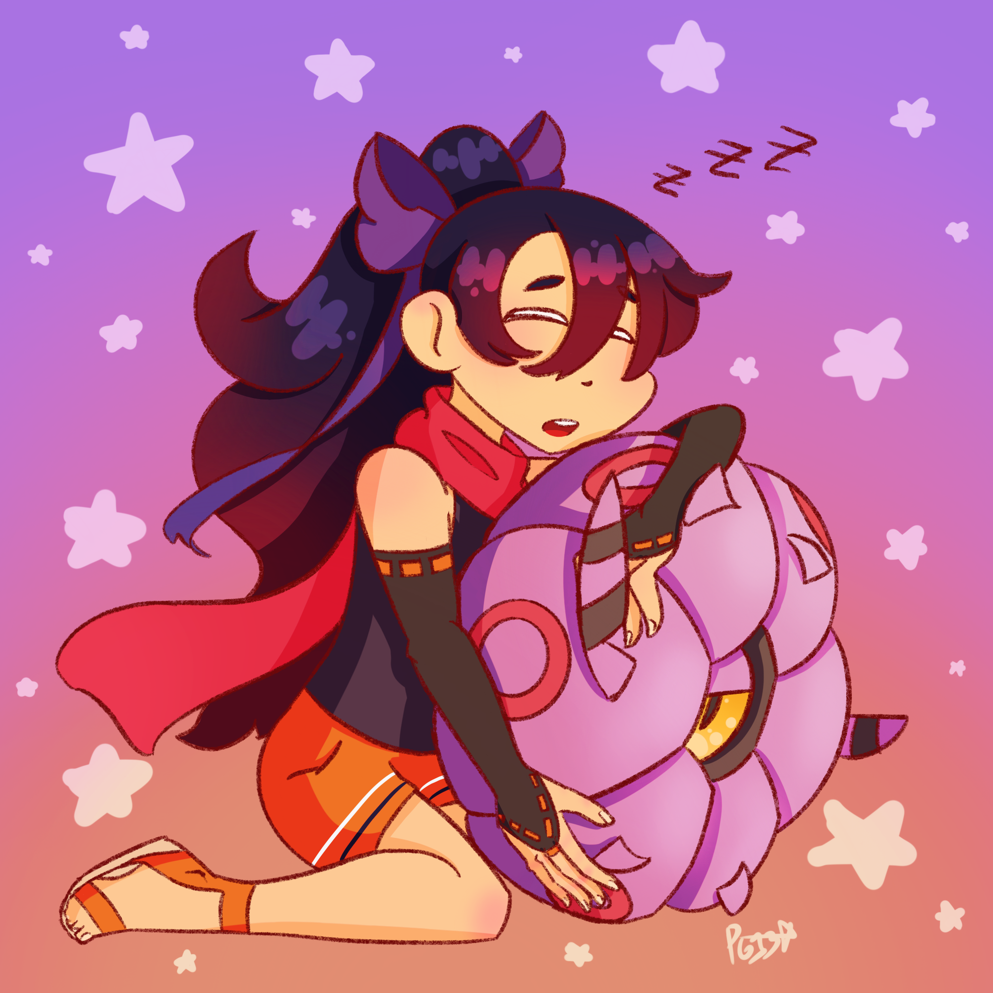 Solar’s Pokémon OC Nina, and her Whirlipede Pâro.