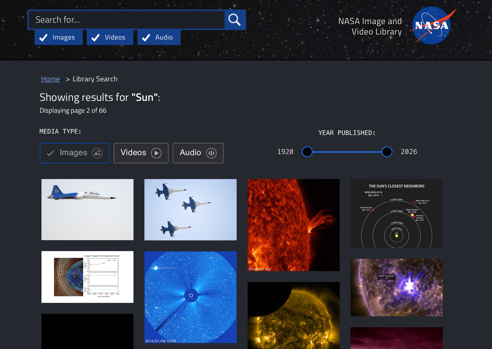 NASA is best for references of outer space.