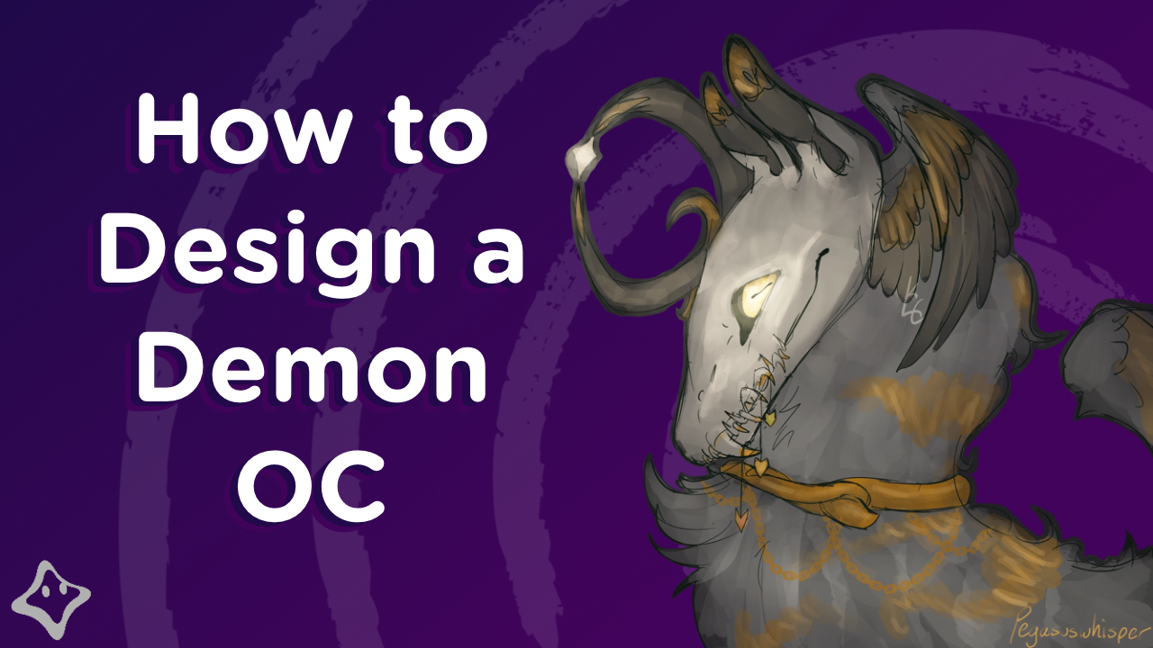 Art depicts a demon creature with a skull face and horns alongside the text "How to Design a Demon OC."