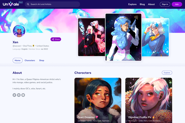 A screenshot of the new UnVale profile layout, featuring Lead Moderator Secxen