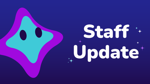 Lumi, Unvale's mascot (teal and fushia star), next to the text "Staff Update"