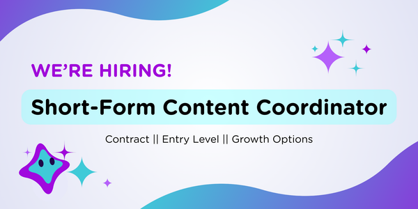 Hiring graphic for a Short-Form Content Coordinator at Unvale