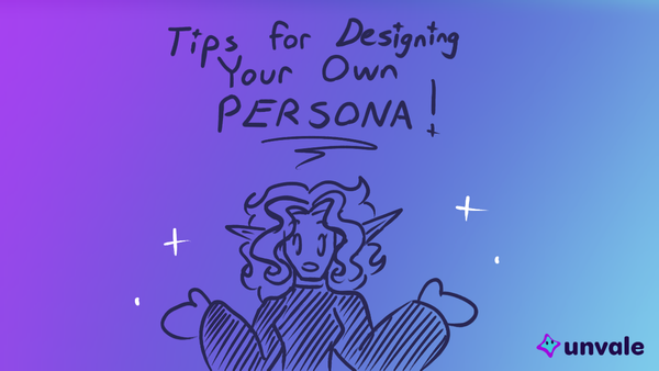 Doodle of the blog writer with her hands up below the title that reads "Tips for Designing Your Own PERSONA!"