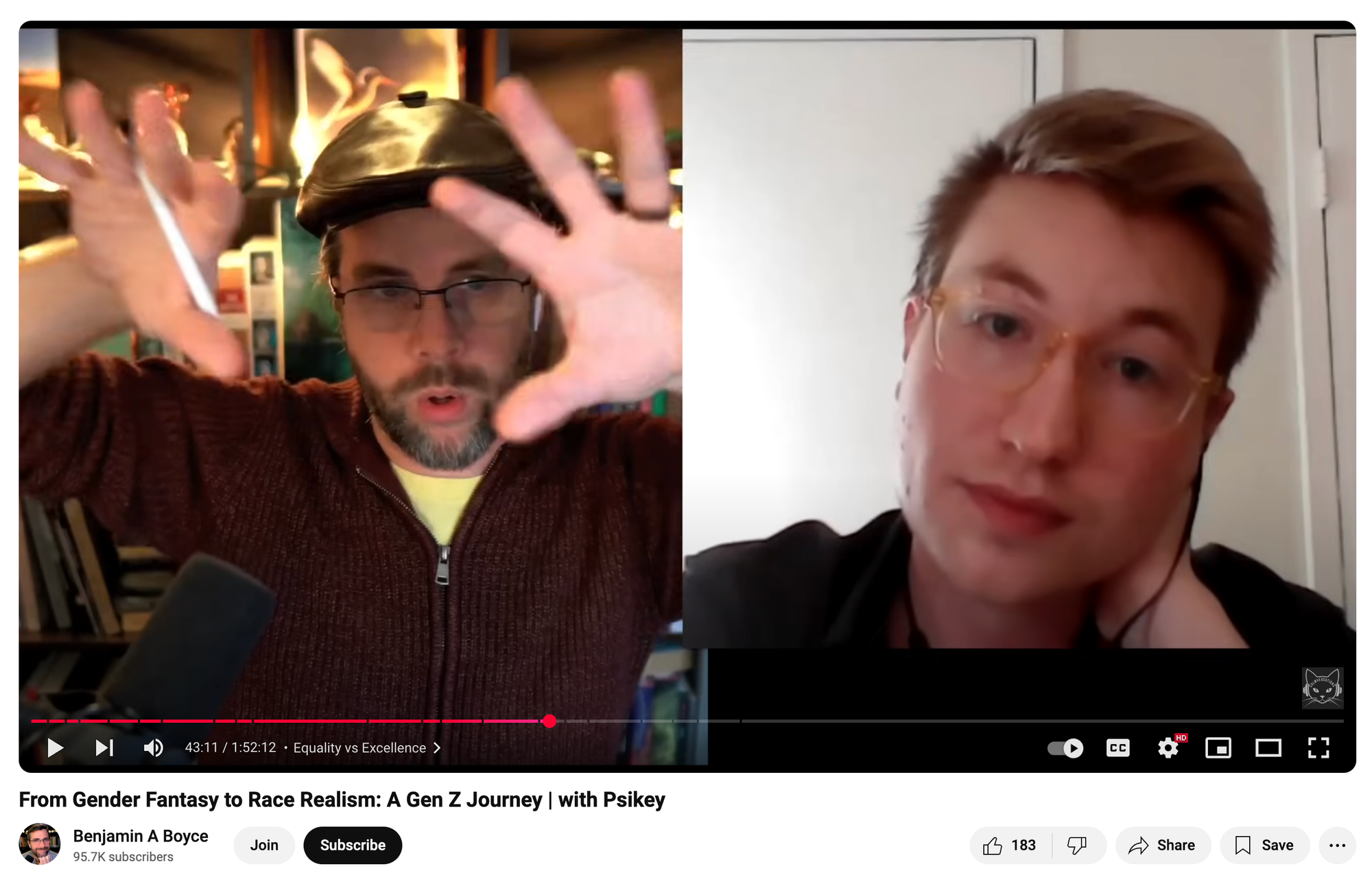 Screenshot of Psikey's appearance on "From Gender Fantasy to Race Realism: A Gen Z Journey" on YouTube.