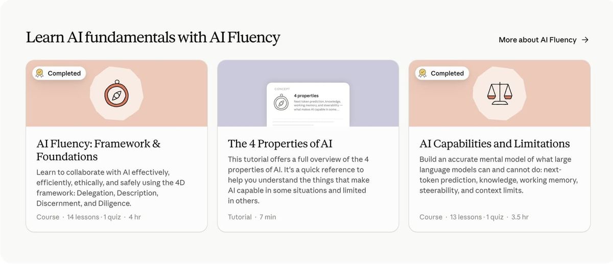 Claude Academy course catalogue viewed from the UAE