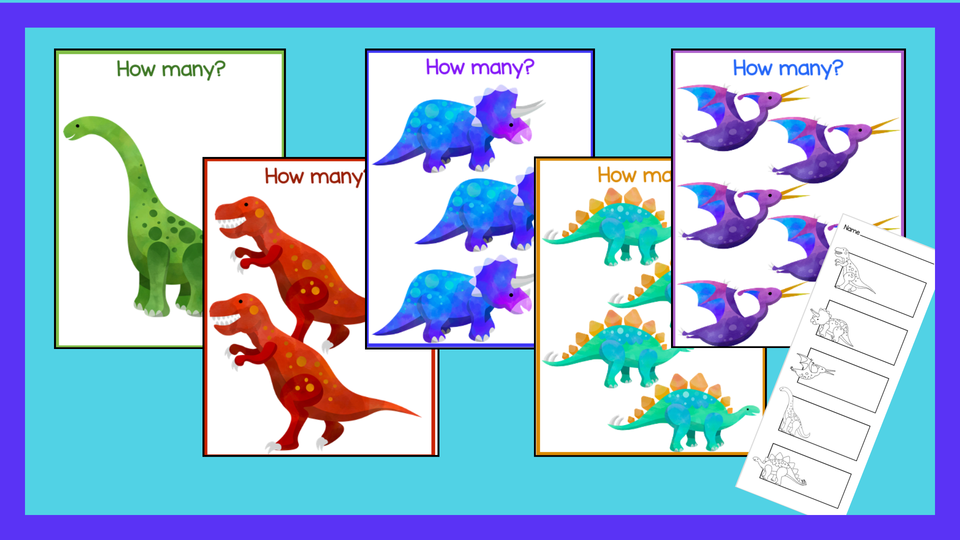 Dinosaurs Write/Count the Room Numbers 1-5