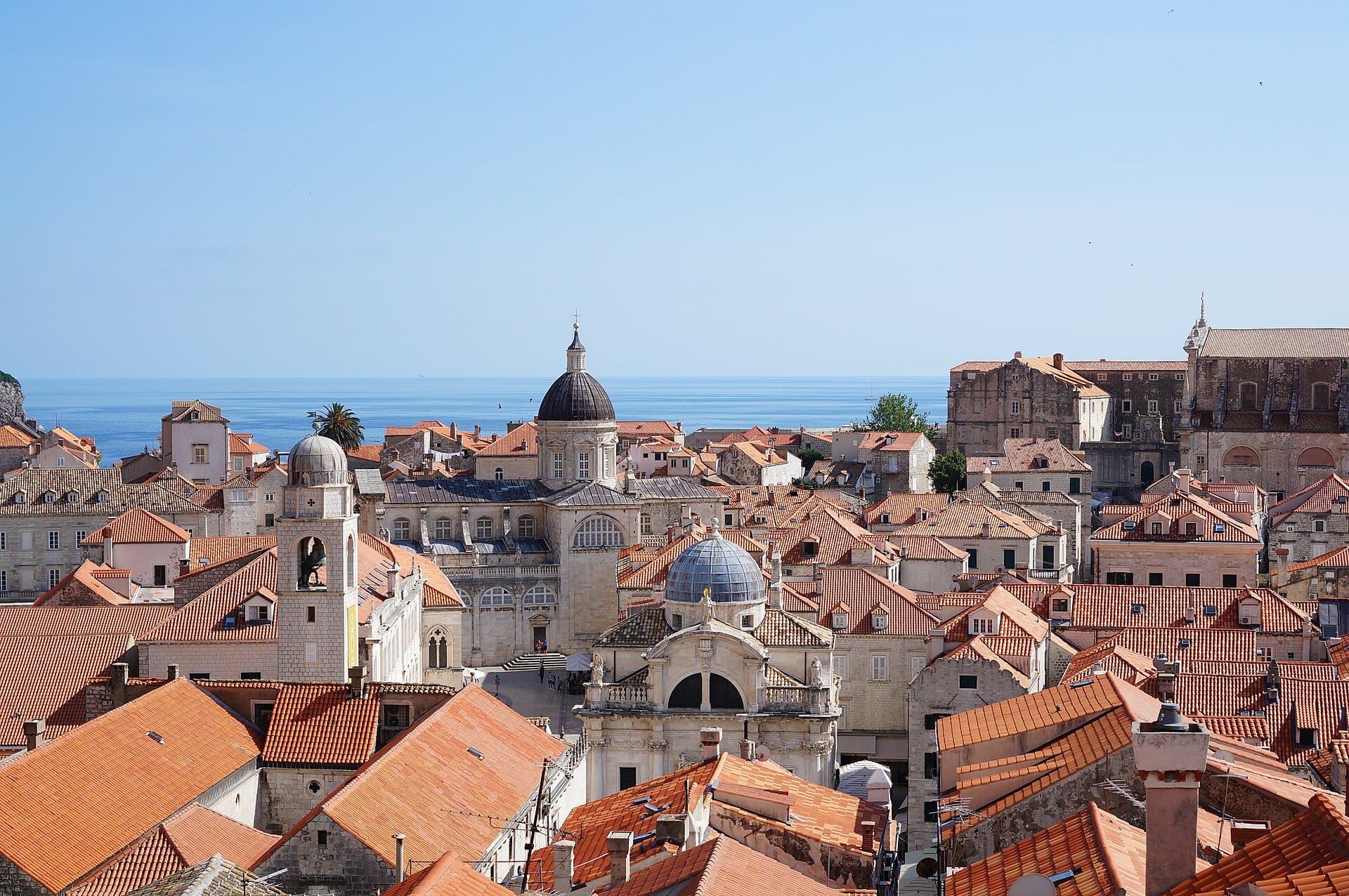 The red rooftops of Dubrovnik's old town seen from the walls
